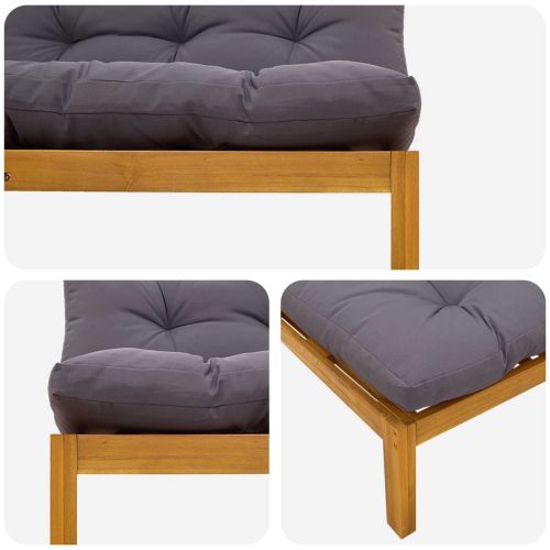 Среден диван 2 Брой Естествено и тъмно сиво Акациево дърво