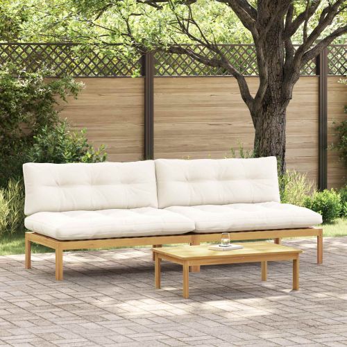 Среден диван Светла акация и кремаво бяло 240 x 80 x 82 см