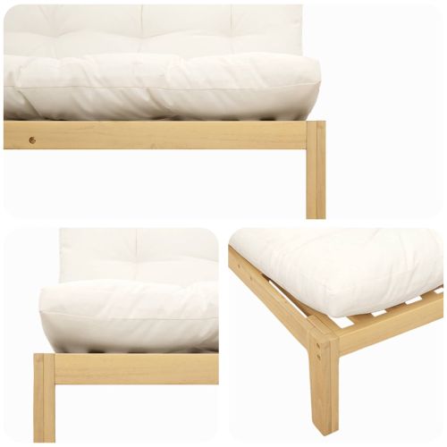 Среден диван Светла акация и кремаво бяло 240 x 80 x 82 см