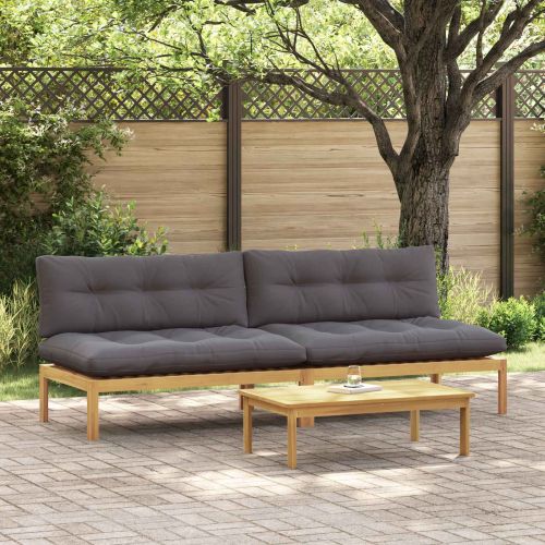 Среден диван Светла акация и тъмен сив 240 x 80 x 82 см