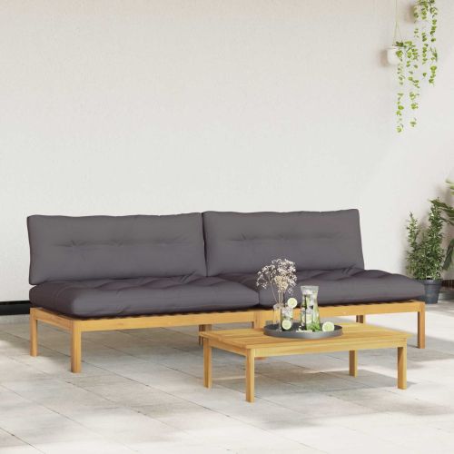 Среден диван Светла акация и тъмен сив 240 x 80 x 82 см