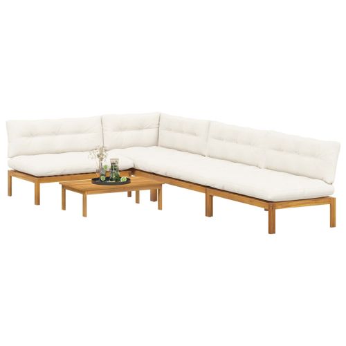 5 Брой Градински палетен диван единици Солидно акациево дърво