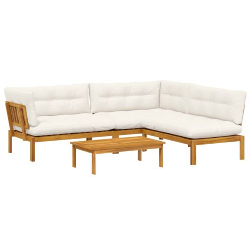 4 Брой Градински палетен диван единици Солидно акациево дърво