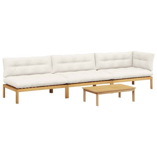 4 Брой Градински палетен диван единици Солидно акациево дърво