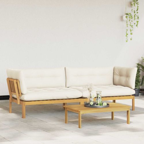 Градински палетен диван единици 2 Брой Солидно акациево дърво