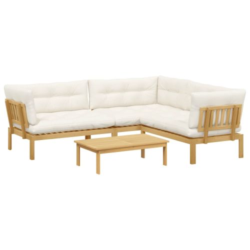 4 Брой Градински палетен диван единици Солидно акациево дърво