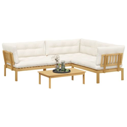 4 Брой Градински палетен диван единици Солидно акациево дърво