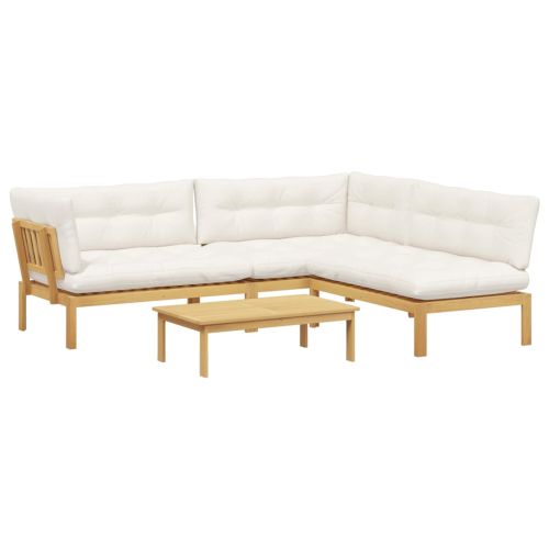 4 Брой Градински палетен диван единици Солидно акациево дърво