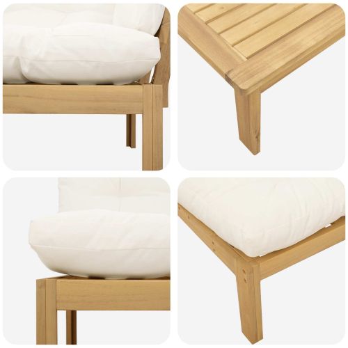 4 Брой Градински палетен диван единици Солидно акациево дърво