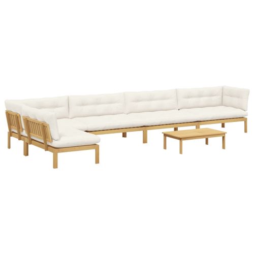 6 Брой Градински палетен диван единици Солидно акациево дърво