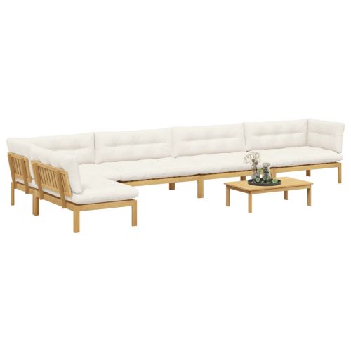 6 Брой Градински палетен диван единици Солидно акациево дърво