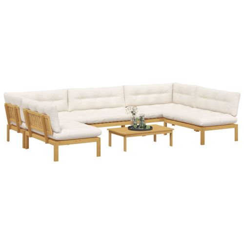 6 Брой Градински палетен диван единици Солидно акациево дърво