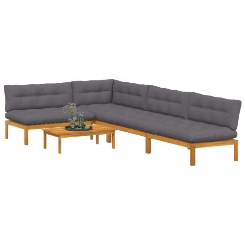 5 Брой Градински палетен диван единици Солидно акациево дърво