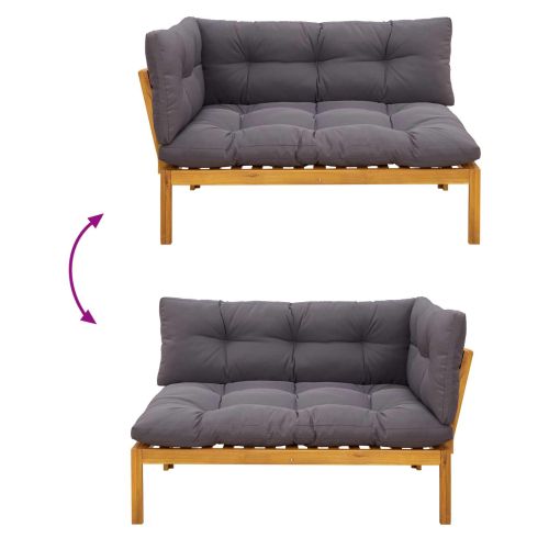 Градински палетен диван единици 2 Брой Естествено и тъмно сиво