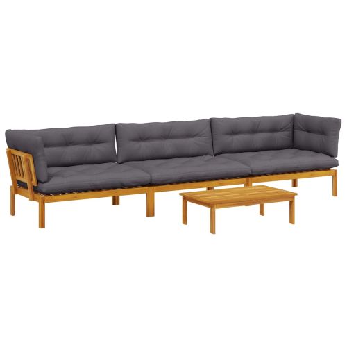 4 Брой Градински палетен диван единици Солидно акациево дърво