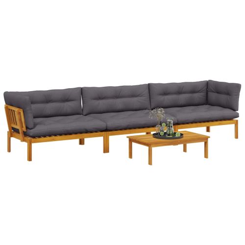 4 Брой Градински палетен диван единици Солидно акациево дърво