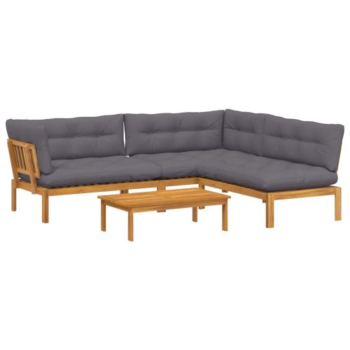 4 Брой Градински палетен диван единици Солидно акациево дърво