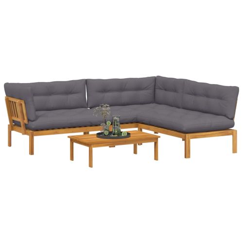 4 Брой Градински палетен диван единици Солидно акациево дърво