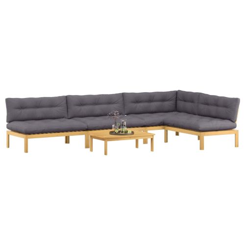 5 Брой Градински палетен диван единици Солидно акациево дърво