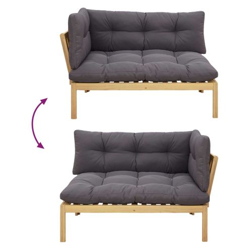 Градински палетен диван единици 2 Брой Светлокафяв и тъмен сив