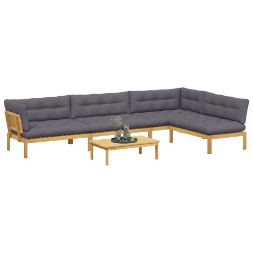 5 Брой Градински палетен диван единици Солидно акациево дърво