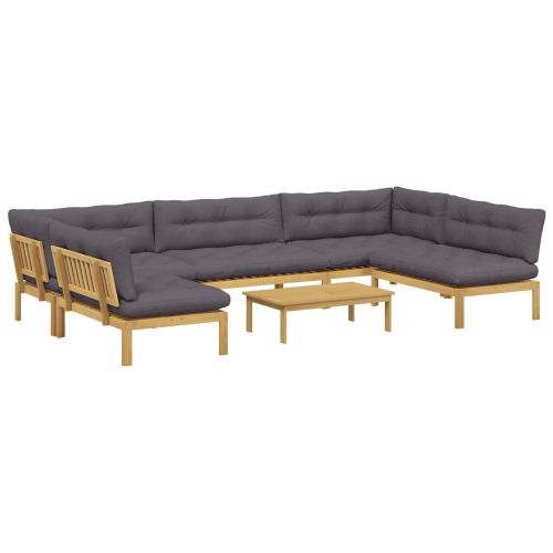 6 Брой Градински палетен диван единици Солидно акациево дърво