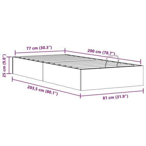 Отоман легло рамка с хранилище Естествен 80 x 200 cm