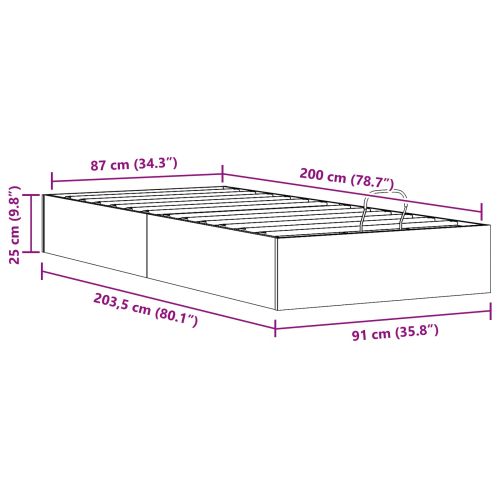 Отоман легло рамка с хранилище Естествен 90 x 200 cm