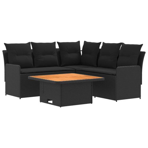 Комплекти мебели с възглавница 4 pcs Черно ПЕ ратан