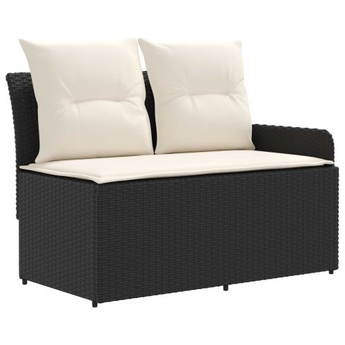 Комплекти мебели с възглавница 6 pcs Черен и кремав ПЕ ратан