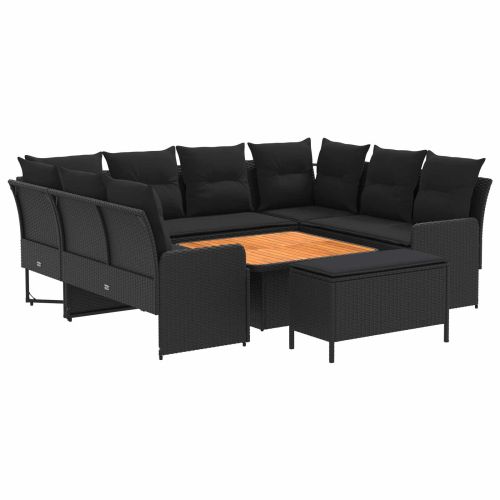 Комплекти мебели с възглавница 7 pcs Черно ПЕ ратан