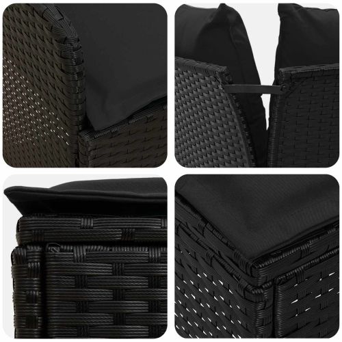 Комплекти мебели с възглавница 7 pcs Черно ПЕ ратан