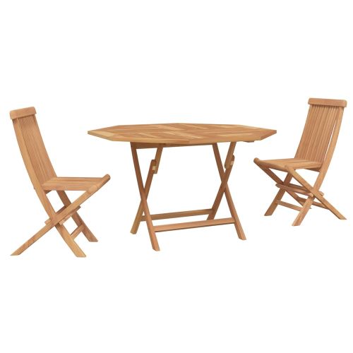 Градински бистро комплект 3 pcs Кафяво Солидно тиково дърво