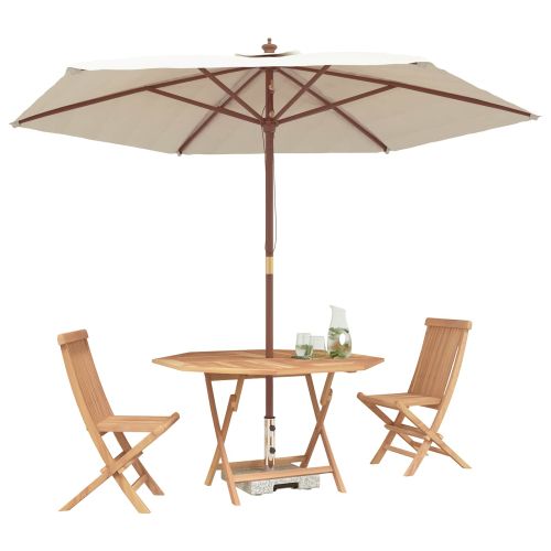 Градински бистро комплект 3 pcs Кафяво Солидно тиково дърво