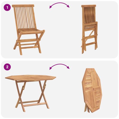 Градински бистро комплект 3 pcs Кафяво Солидно тиково дърво