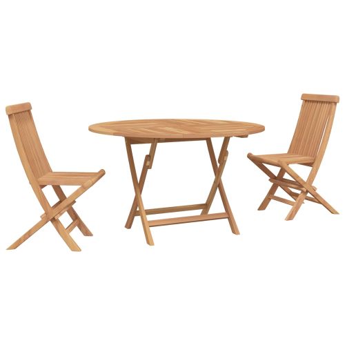 Градински бистро комплект 3 pcs Естествен Солидно тиково дърво