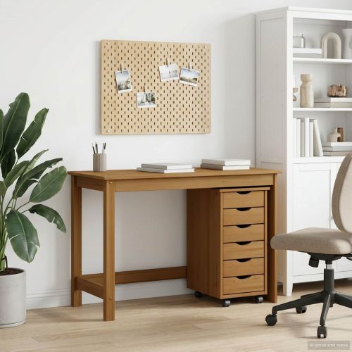 Комплект бюро и подвижен шкаф с чекмедже MOSS 2 pcs Кехлибарен